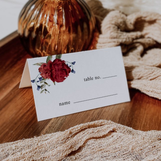 Burgundy Floral Wedding Tischnummer Platzkarte (Von Creator hochgeladen)