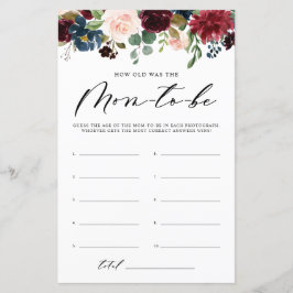 Burgundy Floral wie alt war das Mama Duschspiel