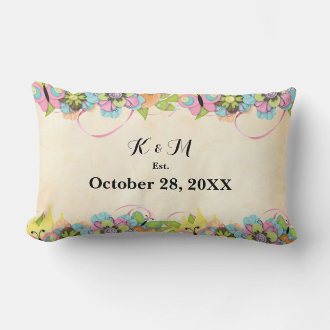 Burgundy Floral Wreath Lendenkissen (Vorderseite)