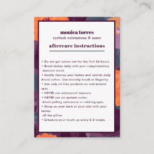 Burgundy Florals Aftercare Instructions chic Visitenkarte