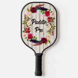 Burgundy Florals, Feathers, Wood 2 Paddle Pro