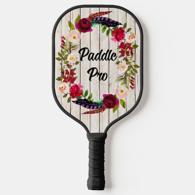 Burgundy Florals, Feathers, Wood 2 Paddle Pro (Rückseite)