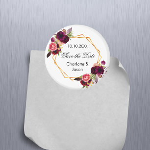 Burgundy florals geometrische Hochzeit Speichern S Magnet