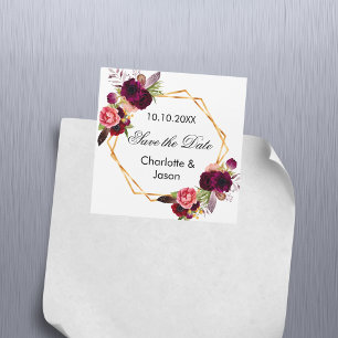 Burgundy florals Hochzeit Save the Date Magnet
