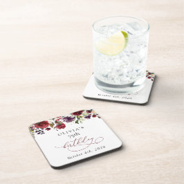 Burgundy Flowers, Pink Flowers, Boho, Birthday Getränkeuntersetzer
