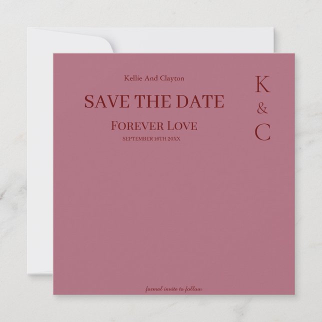 Burgundy Forever Love Wedding Save the Date (Vorderseite)
