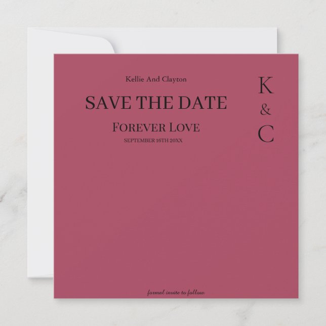 Burgundy Forever Love Wedding Save the Date (Vorderseite)