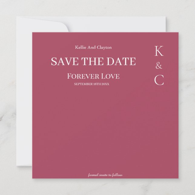 Burgundy Forever Love Wedding Save the Date (Vorderseite)