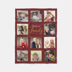BURGUNDY Foto Blanket Collage Instagram Fleecedecke