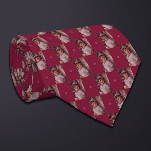 Burgundy Foto Checkerboard (Tall Rectangle) Krawatte