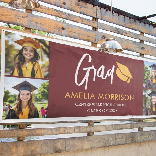 Burgundy Foto Collage Graduate Abschluss Banner (Von Creator hochgeladen)