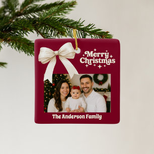 Burgundy Foto Creme Bogen Weihnachten Keramikornament