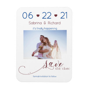 Burgundy-Foto der Marine Save the Date Minimalisti Magnet