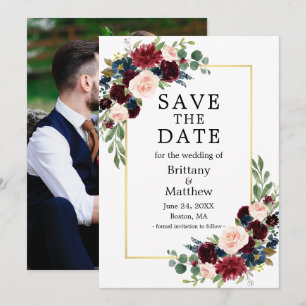 Burgundy-Foto für Aquarellfarben Save The Date