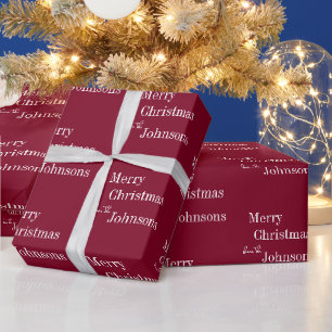 Burgundy Frohe Weihnachten Personalisiert Geschenkpapier