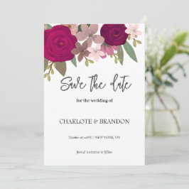 Burgundy Garden Blume Hochzeit speichern das Datum Save The Date