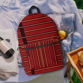 Burgundy Gelbe Streifen Wave Elegantes Muster Bedruckter Rucksack