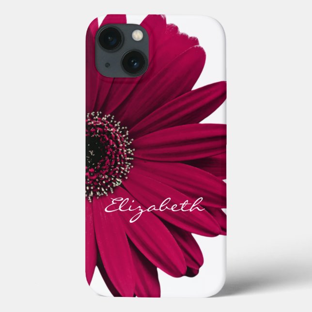 Burgundy Gerber Gerbera Daisy Personalisiert Case-Mate iPhone Hülle (Rückseite)
