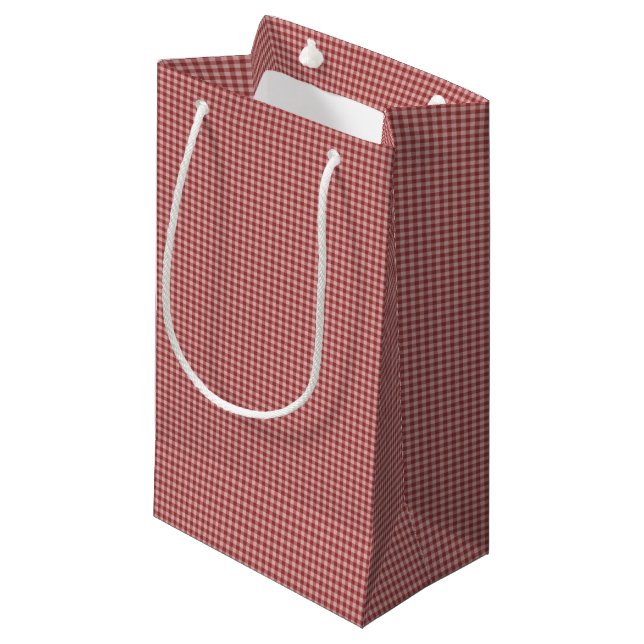 Burgundy Gingham-GIFT BAG Kleine Geschenktüte (Vorderseite Schrägansicht)