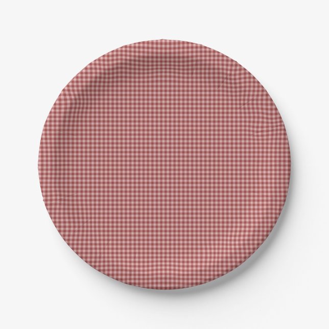 Burgundy Gingham-PAPER PARTY-TELLER Pappteller (Vorderseite)