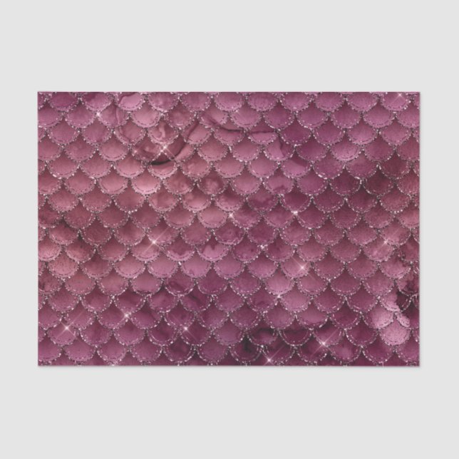 Burgundy Glam Foil Glitzer Mermaid Seidenpapier (Vorderseite)