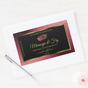 Burgundy Glitzer Black Product Labels Niedlich Lad Rechteckiger Aufkleber