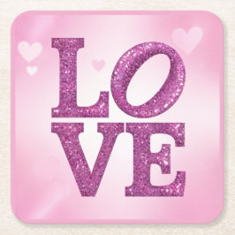 Burgundy Glitzer LIEBE Herz Untersetzer Set