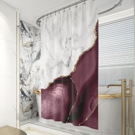 Burgundy Gold Agate Duschvorhang