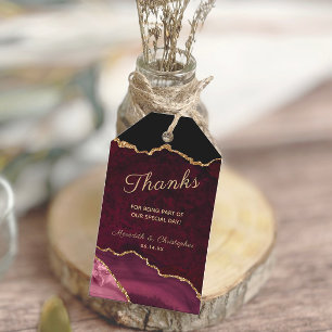 Burgundy Gold Agate Geode Danke Wedding Geschenkanhänger