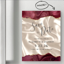 Burgundy Gold Agate Ivory Silk Save the Date Magneteinladung