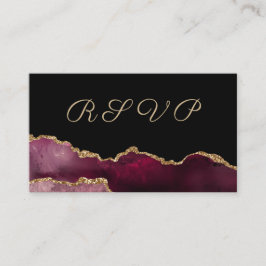 Burgundy Gold Agate Virtual Wedding RSVP Begleitkarte