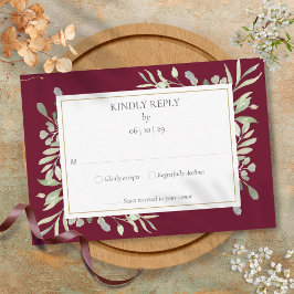 Burgundy Gold Aquarell RSVP Karte