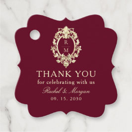Burgundy Gold Baroque Wedding Favor Thank You Tag Geschenkanhänger