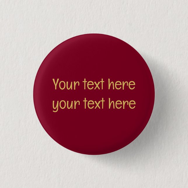 Burgundy Gold Beruflich Trendy Minimalistisch Text Button (Vorderseite)