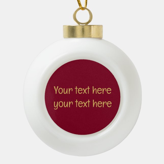 Burgundy Gold Beruflich Trendy Minimalistisch Text Keramik Kugel-Ornament (Vorderseite)