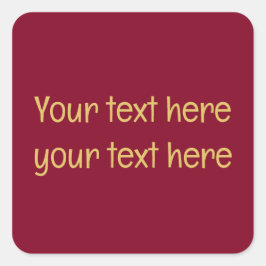Burgundy Gold Beruflich Trendy Minimalistisch Text Quadratischer Aufkleber