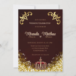 Burgundy Gold Blüh Glitzer Royal Wedding Einladung