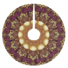 Burgundy Gold Blume Holiday Tree Skirt Polyester Weihnachtsbaumdecke