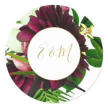 Burgundy Gold Bouquet Modernes Wedding Monogram