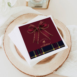 Burgundy Gold Bow Rocking Horse Luxury Geburtstag Serviette