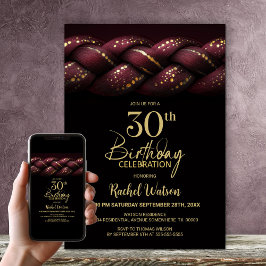 Burgundy Gold Braid 30. Geburtstag Party Einladung