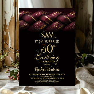 Burgundy Gold Braid Überraschung 30. Geburtstag Pa Einladung