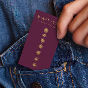 burgundy & Gold Chakra Energy Healer Visitenkarte