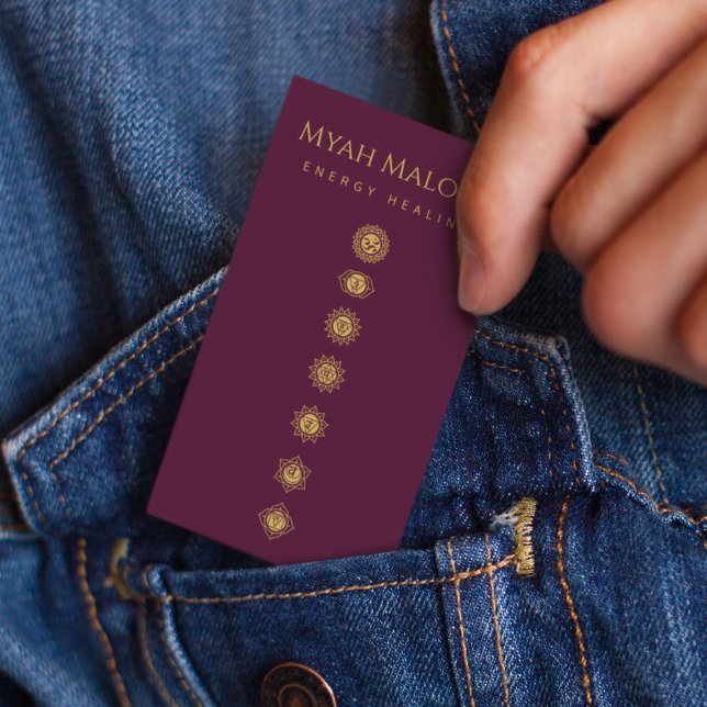 burgundy & Gold Chakra Energy Healer Visitenkarte (Von Creator hochgeladen)