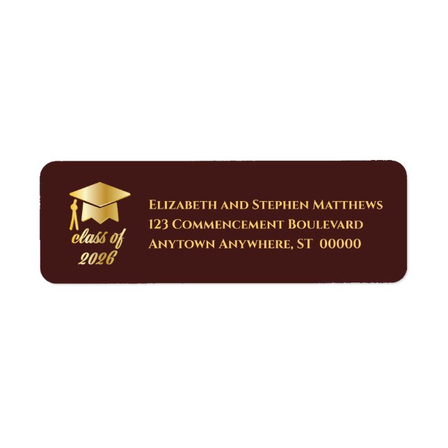 Burgundy | Gold Class of 2026 Graduation Cap Label (Vorne)
