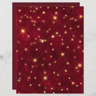 Burgundy Gold Constellation Pattern Scrapbook Pape