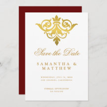Burgundy Gold Damask Indische Hochzeit retten das