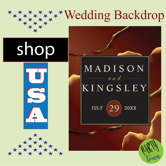 Burgundy Gold 🌿 Elegant Inky Abstrakt Hochzeit Wandteppich Mit Holzrahmen ( Wedding Backdrop)