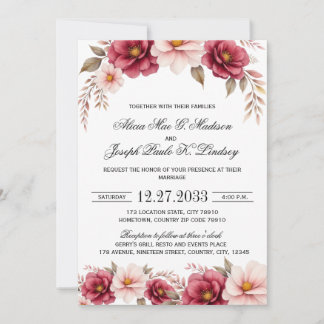 Burgundy Gold Elegant Modern Wedding Invitation Einladung