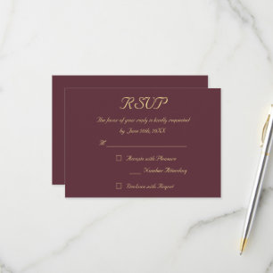 Burgundy Gold Elegante Wedding UAWG Invitation Car RSVP Karte